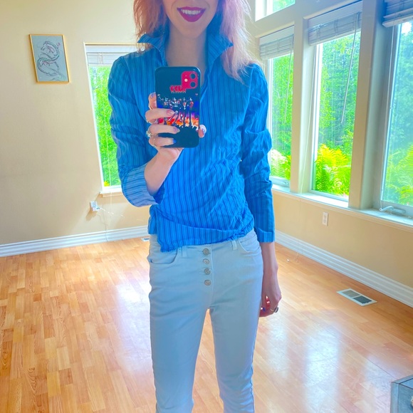 Collared Striped Wrap Top - Picture 1 of 7